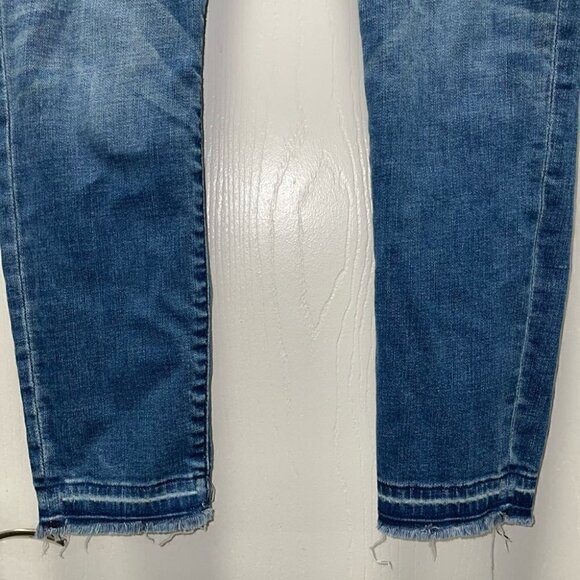 Abercrombie & Fitch Jeans Harper Low Rise Ankle Skinny Leg Raw Dip Hem Ankle - Picture 3 of 7